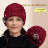 Daiiibabyyy  New Knitted Warm Hat Thickned Windproof Pullover Hat Floral Embroidery Cold Proof Earmuffs Cap Winter