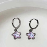 Daiiibabyyy  Y2K Pink Moonlight Stone Star Pendant Earrings For Women Egirl Fashion Sweet Crystal Star Ear Buckle Jewelry Accessories