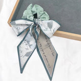 DAIIIBABYYY  -  Printed Bow Hair Rope Elegant Ribbon Ponytail Hair Band For Women Sweet Rubber Band Hair Ring Fashion Headdress Hair Accessories