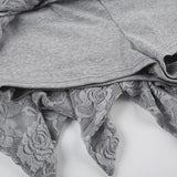 DAIIIBABYYY  -  Y2k Aesthetic Lace Flower Patchwork Mini Skirts Women High Waist Irregular Skirt Summer Streetwear Grunge Fairy Bandage Faldas