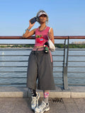 DAIIIBABYYY  -  Streetwear Print Fruit Tank Tops Women Clothes Sleeveless Tshirts Korean Fashion Summer Tops Y2k Slim Zipper Tanks Chic