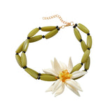 Daiiibabyyy  Exaggerated Earrings Necklace Flower Resin Crystal Necklace Chinese Style Fashion Clavicle Chain Niche Temperament Bracelet