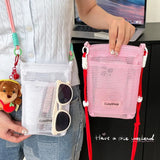 Daiiibabyyy  Small Hollow Mesh Bag Messenger Bag for Women Mini Mobile Phone Bag Portable Shoulder Bag Large Capacity Storage Hanging Bag