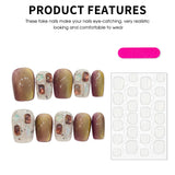 Daiiibabyyy  10pcs Handmade Short Cat Eye Fake Nails Gradient Brown Gold Luxury False Nails with Diamond Design Wearing Press on Nails