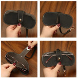 DAIIIBABYYY  -  Litchi Leather Glasses Storage Bag Hanging PU Leather Sunglasses Reading Glasses Box Pressure Resistant Portable Eyewear Holder