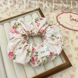 DAIIIBABYYY  -  French Fashion Plaid floralScrunchies for Hair  bow ribbon French girlish ponytail tie hair accessory versatile Hair ties
