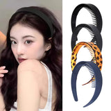 Daiiibabyyy  Leopard Print Wide Tooth Hair Headband Teeth for Women Non Slip Resin Hair Hoop Styling Hair Accessories for Thick Thin Hair