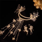 Daiiibabyyy  New Transparent Butterfly Beads Bridal Headwear Beaded Wedding Hairband Accessories Original Crystal Headwear for Women