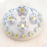 Daiiibabyyy Silver 925 Bridal Jewelry Sets For Women Earrings Rings Bracelets Pendant Wedding Necklace Set Yellow Cubic Zirconia Jewellery