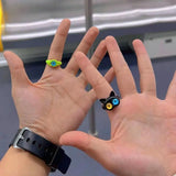 Daiiibabyyy 2024 New Cute Green Monster Rings Women Fashion Sweet Two Color Cat Eyes Open Couple Ring Wedding Finger Accessories Jewelry