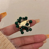 DAIIIBABYYY  -  Vintage Natural Stone Malachite Glass Multi-pendant High-grade Fringe Open Ring Women's Wedding Party Jewelry