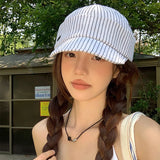 DAIIIBABYYY  -  Retro Japanese Simple Casual Striped Baseball Cap Men's and Women's Spring and Summer Literary Breathable Sunshade Sun Hat