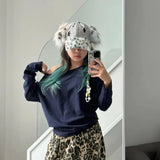 Daiiibabyyy  New Retro Leopard Print Leopard Print Pom Poms Ears Baseball Caps Women Washed Trendy Street Y2K Snapback Hat Cotton Sun Hats