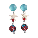 Daiiibabyyy  Funny Contrasting Color Resin Glass Beads Strand Ball Star Hanging Dangle Earrings for Women Wholesale Holiday Jewelry