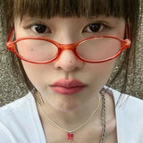 DAIIIBABAYYY  -  Women Y2K Retro Oval Glasses Small Frame Eyewear Blue Light Blocking Eyeglasses Female Computer Reading Optical Spectacle