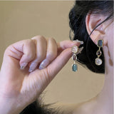 Daiiibabyyy  Elegant Freshwater Pearl Hoop Earrings For Women Luxury Vintage Tassel New Year's Jewelry Accessories