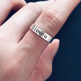 Daiiibabyyy  1/2pcs Love U Letter Handprint Ring for Men Women Niche Design High-end and Versatile Personalized Simple Couple Pairing Ring