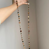 Daiiibabyyy  Bohemian-style Irregular Natural Shell Crystal Beaded Long Double Layer Fold Wear Necklace for Women Personality Fashion Jewelry