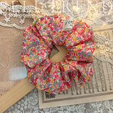 DAIIIBABYYY  -  French Fashion Plaid floralScrunchies for Hair  bow ribbon French girlish ponytail tie hair accessory versatile Hair ties