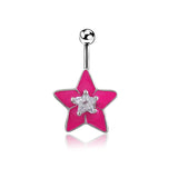 Daiiibabyyy  Korean Fashion Shiny Crystal Star Belly Rings Sexy Pink Cute Body Accessories Belly Piercing Y2K Charms Accessories