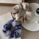 DAIIIBABYYY  -  2024 New Korean Winter Woolen Scrunchies Female College Girls Hair Ties Rope Khaki White Large Hair Bands Kawaii Ponytail Holder