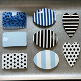 Daiiibabyyy  Blue Striped Hair Spring Clip Square Heart Acetate Hairpin Cute Black White Polka Dot Side Hair Clips Vintage Hair Accessories