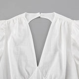Daiiibabyyy  Elegant Backless Dress White Fashion Hollow Bow Lace-up High Waist V-Neck Dress Luxury Fashion Women Party Evening Dress