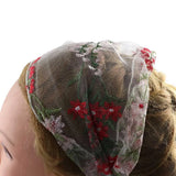 Daiiibabyyy  Women Wide-Brimmed Face Wash Embroidery Floral Lace Turban Headband Headdress Hair Accessories Hair Band