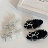 DAIIIBABYYY  -  Mesh lace metal bow bangs clip, women's silver new niche design with a sense of side clip hair accessories