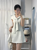 Daiiibabyyy  Slimming A-Line ort Dr Navy Collar Summer New Sle Waist-Cinching Ele High-End Feel ort Sve V-ne Dr