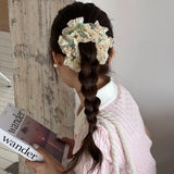Daiiibabyyy  1 Pcs Women's Hair Scrunchies French Gentle Sweet Color Blocked Hair Ties Fashion Large Size High Elasticity Hair Accessories