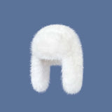 Daiiibabyyy  Lamb Fur Cap Solid Color Men Women Pilot Hat Anti-cold Warmer Faux Fur Pilot Cap Adjustable Soft Ear Protection Hat Daily