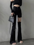 DAIIIBABYYY  -  Hollow Out Y2K Flare Pants Women High Waist Slim Streetwear Black Trousers Vintage Removable Female Harajuku Design Pants