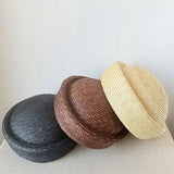 Daiiibabyyy  100% Natural Rice Herb Box Hat Unisex Japanese Summer Sun Protection Sailor Hat American Retro Beach Round Beret