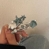 DAIIIBABYYY  -  Ocean element drop glaze hair clip shell silver metal side clip fashionable sweet cool niche design hair clip Headwear