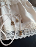 Daiiibabyyy  French Style Satin Ruffles Sweet Vests V Neck Lace Up All-match Slim Tanks Korea Chic Ins Sexy Pure Desire Spice Camis