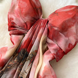 DAIIIBABYYY  -  Vintage sleeveless Print Slim pleated Slip Dress Chic Elegant Vestidos sleeveless Summer Women Vacation Fashion Beach Dresses