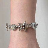 Daiiibabyyy  Y2K Shiny Crystal Heart Star Chain for Women Korean Fashion Geometric Charm Aesthetic Bracelets Accessories Punk Cool