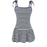 Daiiibabyyy  Sweet Double-shoulder Strap Striped Color-block Camisole For Women Unique Design Patchwork Pure Desire Dress Elegant Casual WIKO