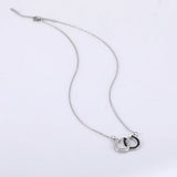 DAIIIBABYYY  -  Cute Double Horseshoe W-shaped Clavicle Stainless Steel Necklace Women's Fashion Simple Lucky Water Diamond Gift