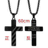 DAIIIBABYYY  -  American Flag Cross Necklace Stainless Steel Inspirational Bible Verse HipHop Lettering Pendant Chain for Boys Men Jewelry
