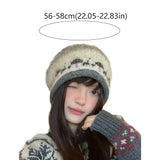 Daiiibabyyy  Casual Ethnic Style Fair Isle Style Knitted Hat Windproof Warm Winter Pullover Hat Coldproof Retro Beanies Hat Winter