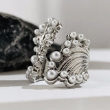 DAIIIBABYYY  -  Fashion Design Spindrift Adjustable Ring Women Trendy Personalized Faux Pearl Wide Face Ring Creative Party Jewelry Accessories