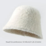 DAIIIBABYYYY  -  Retro Fashion Women Bucket Hat Imitation Rabbit Fur Cap Solid Color Plush Fisherman Hat Temperament Warm Winter Basin Hat