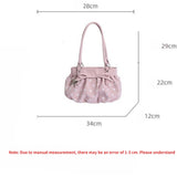 Daiiibabyyy  Polka Dot Ruched Shoulder Bag With Star Pendant Women Bow Decor Large Capacity Hobo Bag Retro Versatile Handbag For Daily Commut