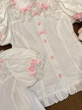 DAIIIBABYYY  -  Lolita Kawaii Lace Patchwotk Shirt Y2k Aesthetic Doll Collar Grunge Blouse Women Japanese Sweet Shirts Contrast Color Bow Femme