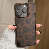 Daiiibabyyy  Through hole vortex IND brown halo leopard print phone case with chain for iPhone 11 12 13 14 15 16 17 Pro Max