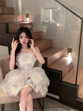 Daiiibabyyy  Super Fairy Suspender Beautiful Back Floral Princess Puffy Skirt Pure Sweet and Sexy Girl