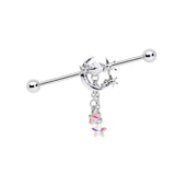 DAIIIBABYYY  -  1PC 16g Stainless Steel Industrial Piercing Barbell Moon Star Industrial Scaffold Helix Piercing Cartilage Earring Body jewelry