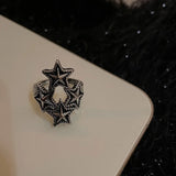 DAIIIBABYYY  -  2024 Gothic Unisex Star Ring Set Punk Grunge Cross Star Woman Man Jewelry Hip Hop Party Street Ring Accessories New Gift